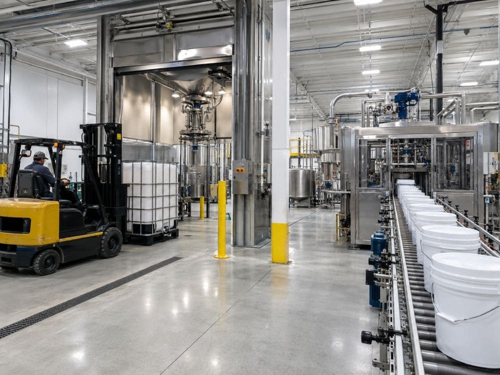 Pail and IBC filling line facility layout