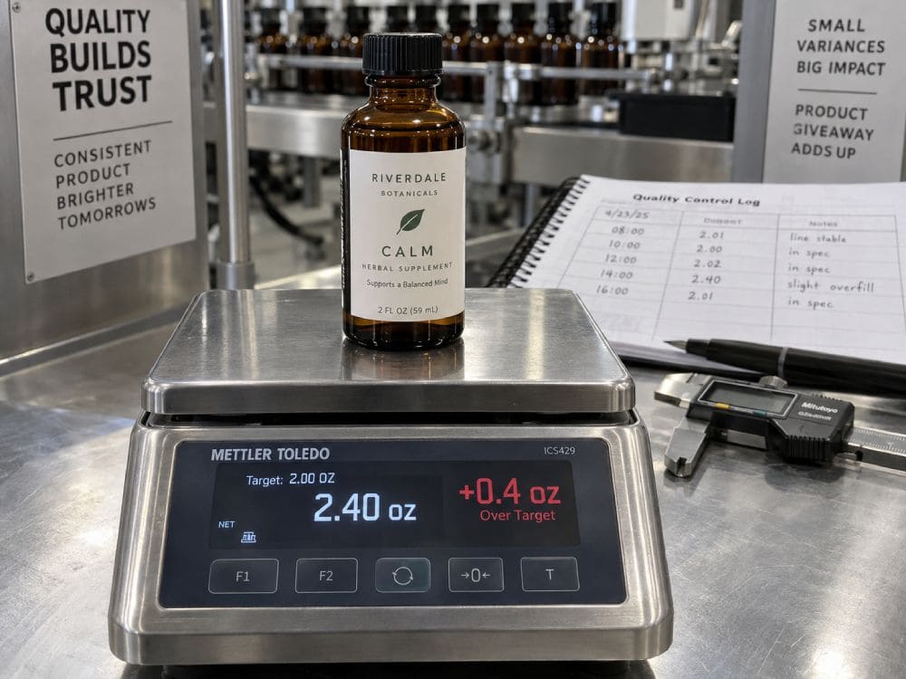 product giveaway overfill digital scale check