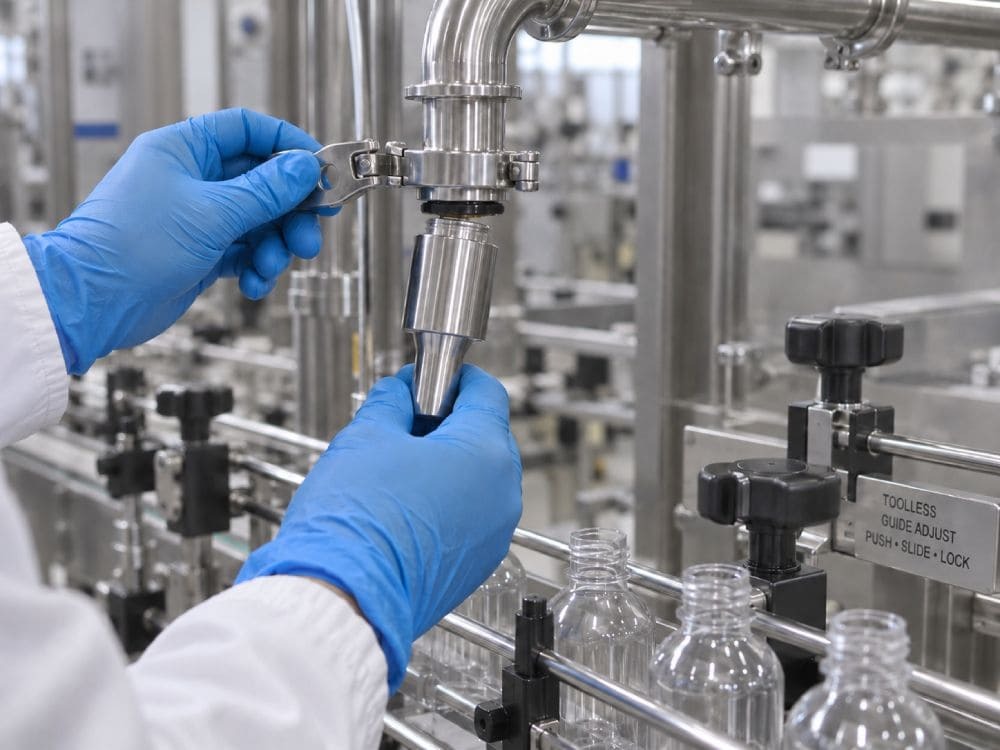 toolless filling machine changeover quick release